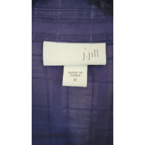 Women's J. Jill Blue Sheer Button Down Ruffle Swim Coverup Top - Picture 4 of 5